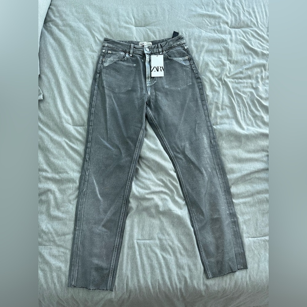 Zara Straight foil jeans NWT
